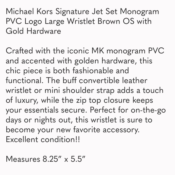 Michael Kors Jet Set Large Wristlet Brown - Picture 12 of 12